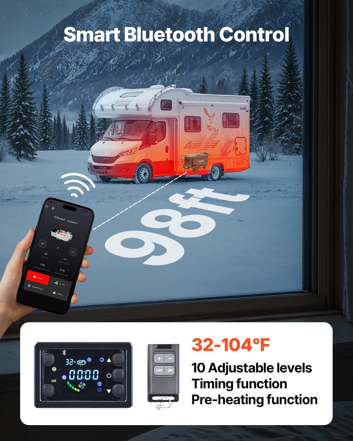 Diesel Heater, 8KW, DC 12V/24V, All in One Portable Diesel Air Heater with Bluetooth APP Control, Remote V952-PPKCYJRQ25N1POQLT001V3