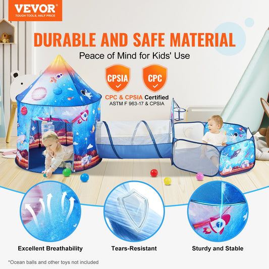 3 in 1 Kids Play Tent with Tunnel for Boys, Girls, Babies and Toddlers, Indoor/Outdoor Pop Up Playhouse with V952-PPSDZPX3DHJ0CMQ25V0