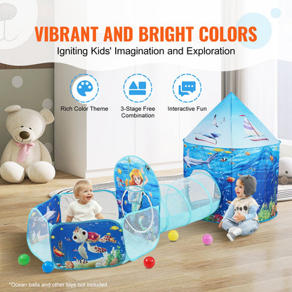 3 in 1 Kids Play Tent with Tunnel, Basketball Hoop for Boys, Girls, Babies and Toddlers, Indoor/Outdoor Pop V952-PPSDZPX3DHY0ON54XV0
