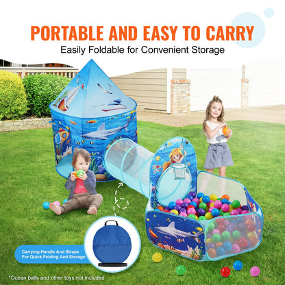 3 in 1 Kids Play Tent with Tunnel, Basketball Hoop for Boys, Girls, Babies and Toddlers, Indoor/Outdoor Pop V952-PPSDZPX3DHY0ON54XV0