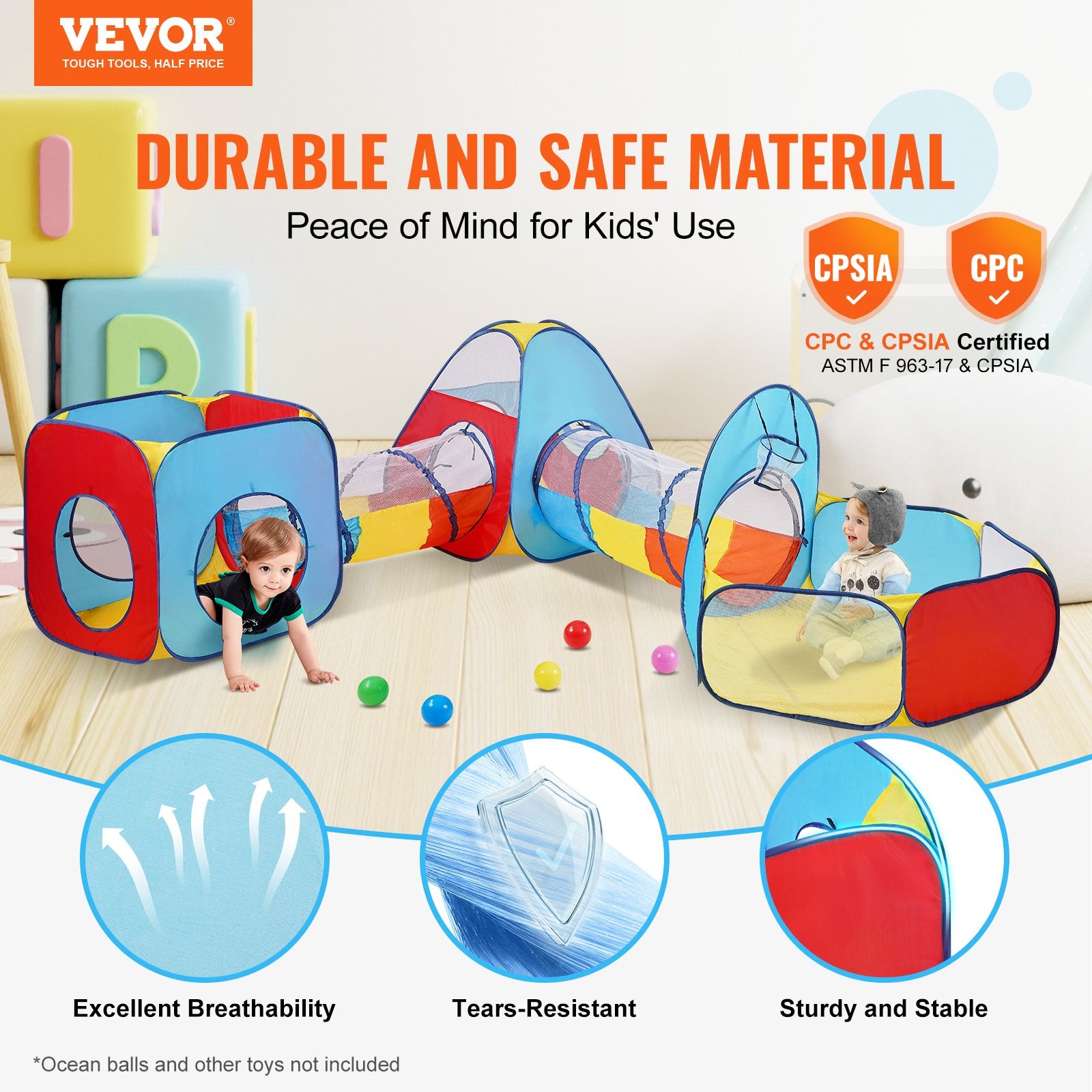 5 in 1 Kids Play Tent with Tunnel, Basketball Hoop for Boys, Girls, Babies and Toddlers, Indoor/Outdoor Pop V952-PPSDZPX5DCS0ZMG6CV0