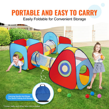 5 in 1 Kids Play Tent with Tunnel, Basketball Hoop for Boys, Girls, Babies and Toddlers, Indoor/Outdoor Pop V952-PPSDZPX5DCS0ZMG6CV0