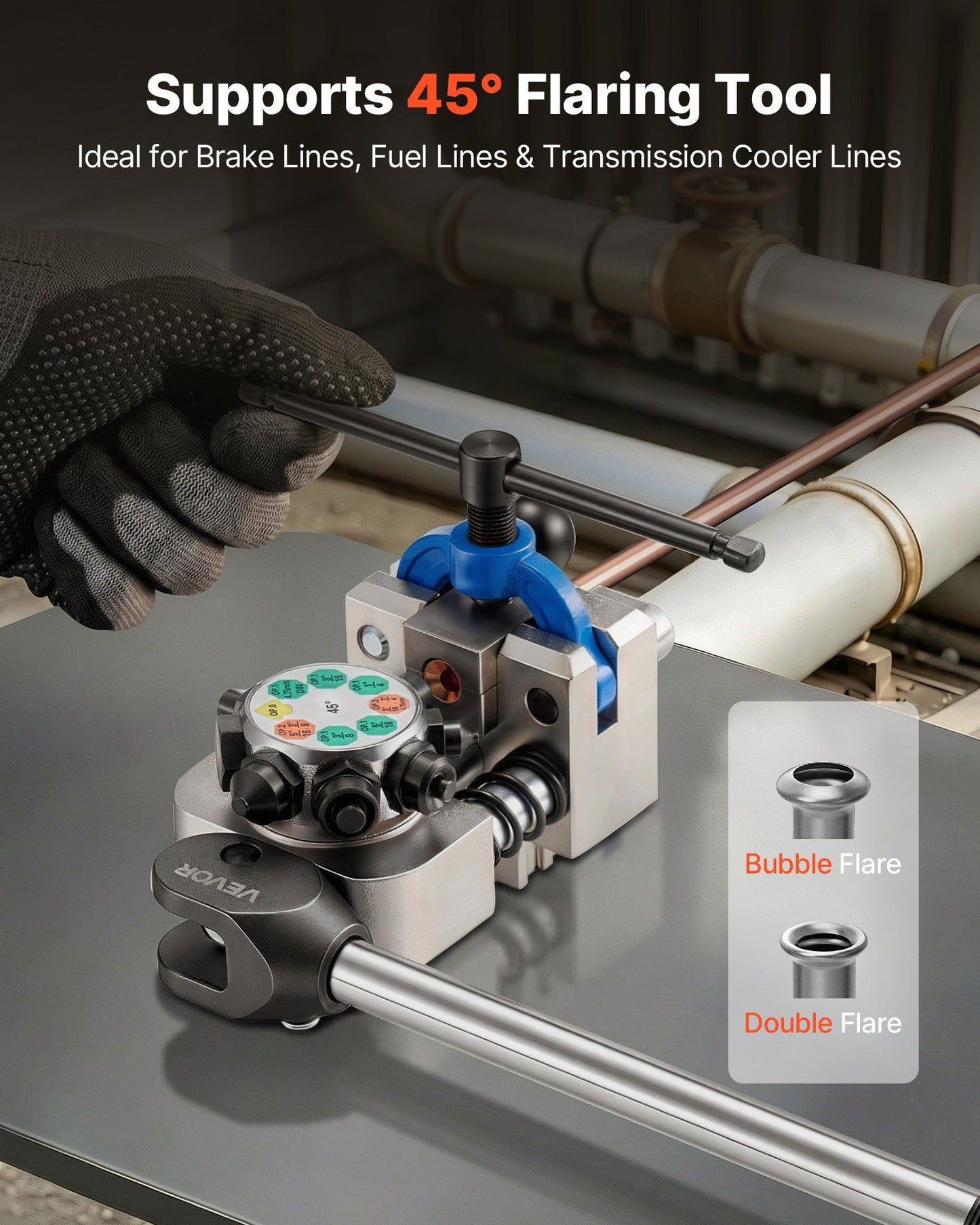 Professional Brake Line Flaring Tool, 45 Degree Double Flare Bubble Flare Tool Kit for 4.76mm, 6.35mm, V952-PQGKGQCCGLKKI85ZT001V0