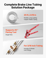 Brake Line Repair Kit, 45 degrees Single Brake Line Flaring Tool Kit, 7.6m x 4.76mm Copper-Coated Brake Line V952-PQGKGQYJKKGJHLIPZ001V0
