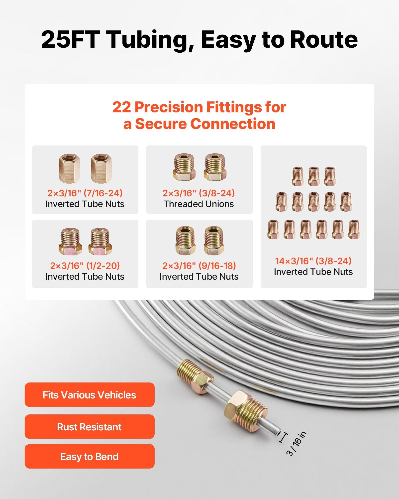 Brake Line Repair Kit, 45 degrees Single Brake Line Flaring Tool Kit, 7.6m x 4.76mm Copper-Coated Brake Line V952-PQGKGQYJKKGJHLIPZ001V0