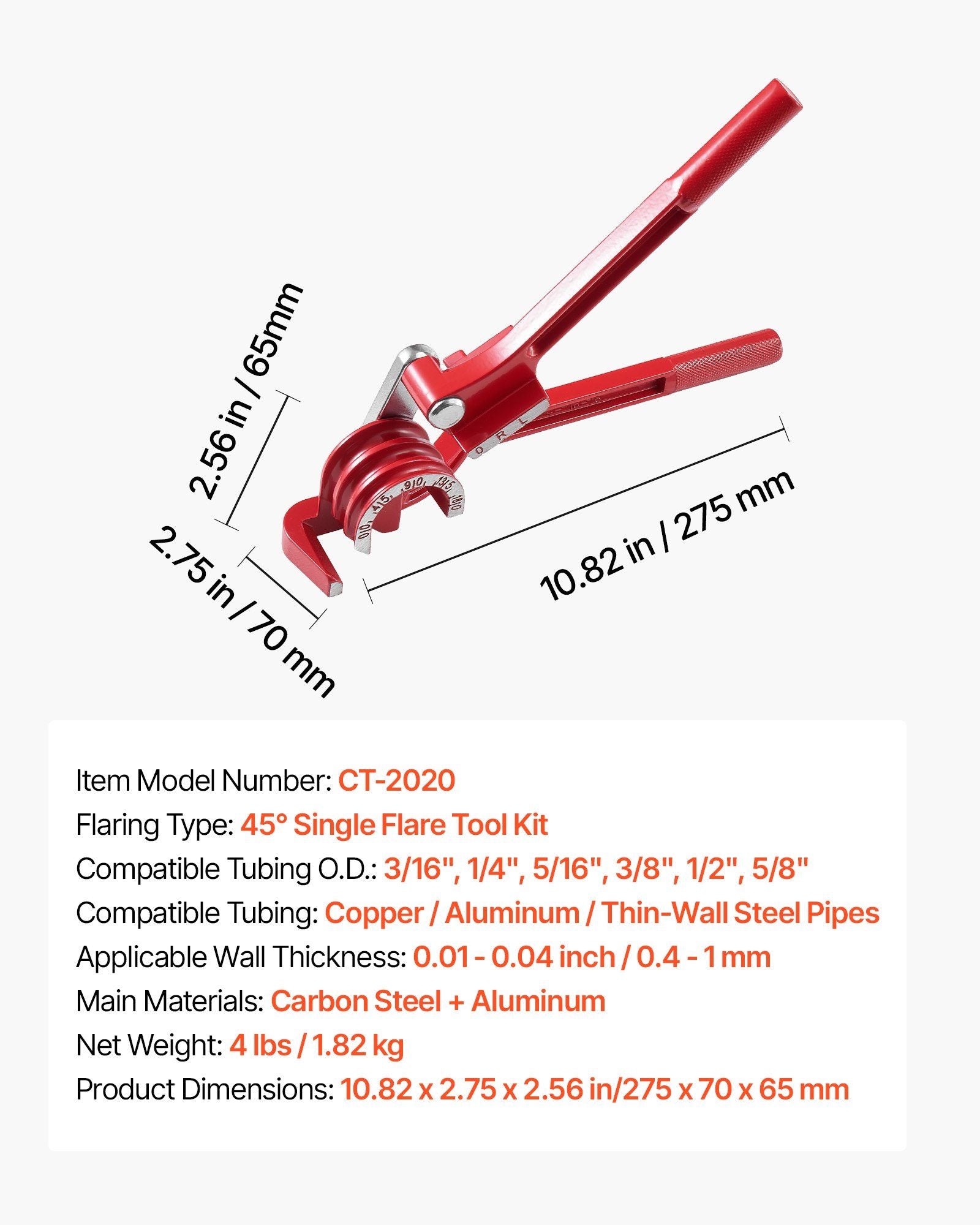 Brake Line Repair Kit, 45 degrees Single Brake Line Flaring Tool Kit, 7.6m x 4.76mm Copper-Coated Brake Line V952-PQGKGQYJKKGJHLIPZ001V0