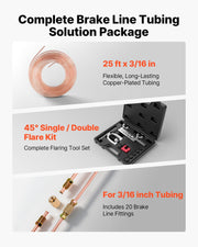 Brake Line Repair Kit, 45 degrees Double & Single Brake Line Flaring Tool Kit, 7.6m x 4.76mm Copper Coated V952-PQGKGQYJKKGJOVJIK001V0