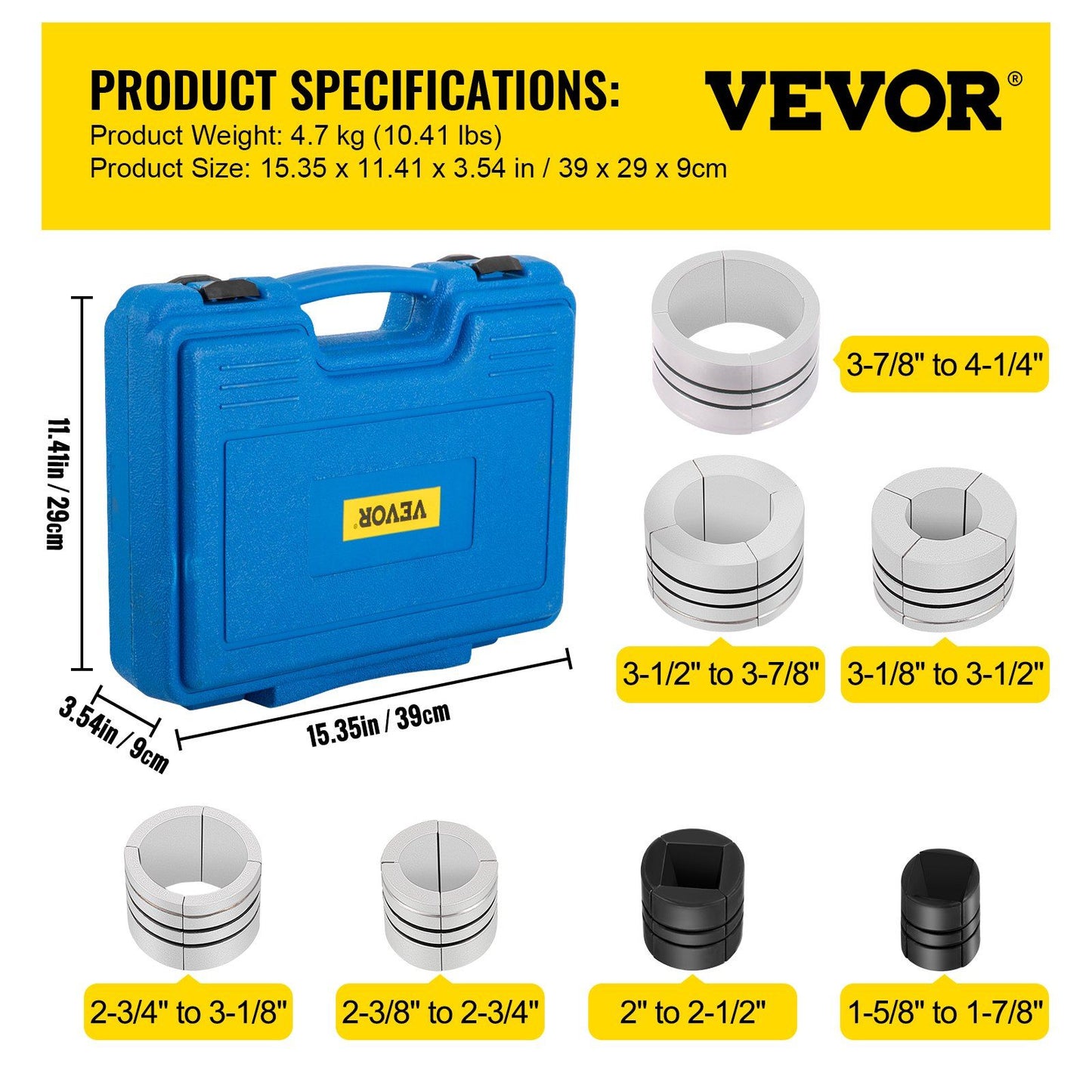 Hydraulic Exhaust Pipe Expander, 1-5/8" to 4-1/4" Size, 10 T Pedal Pump Included with 4 Dies, 2 Storage Cases V952-PQGKZQJDK74146FT0V0