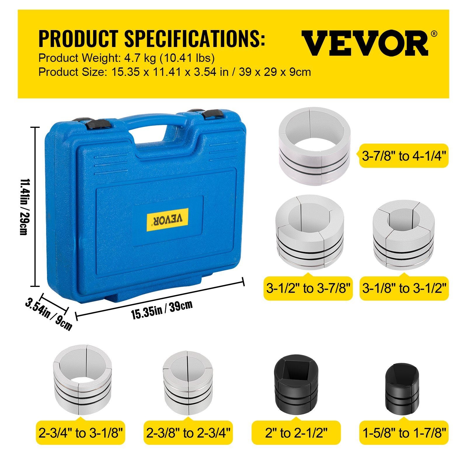 Hydraulic Exhaust Pipe Expander, 1-5/8" to 4-1/4" Size, 10 T Pedal Pump Included with 4 Dies, 2 Storage Cases V952-PQGKZQJDK74146FT0V0