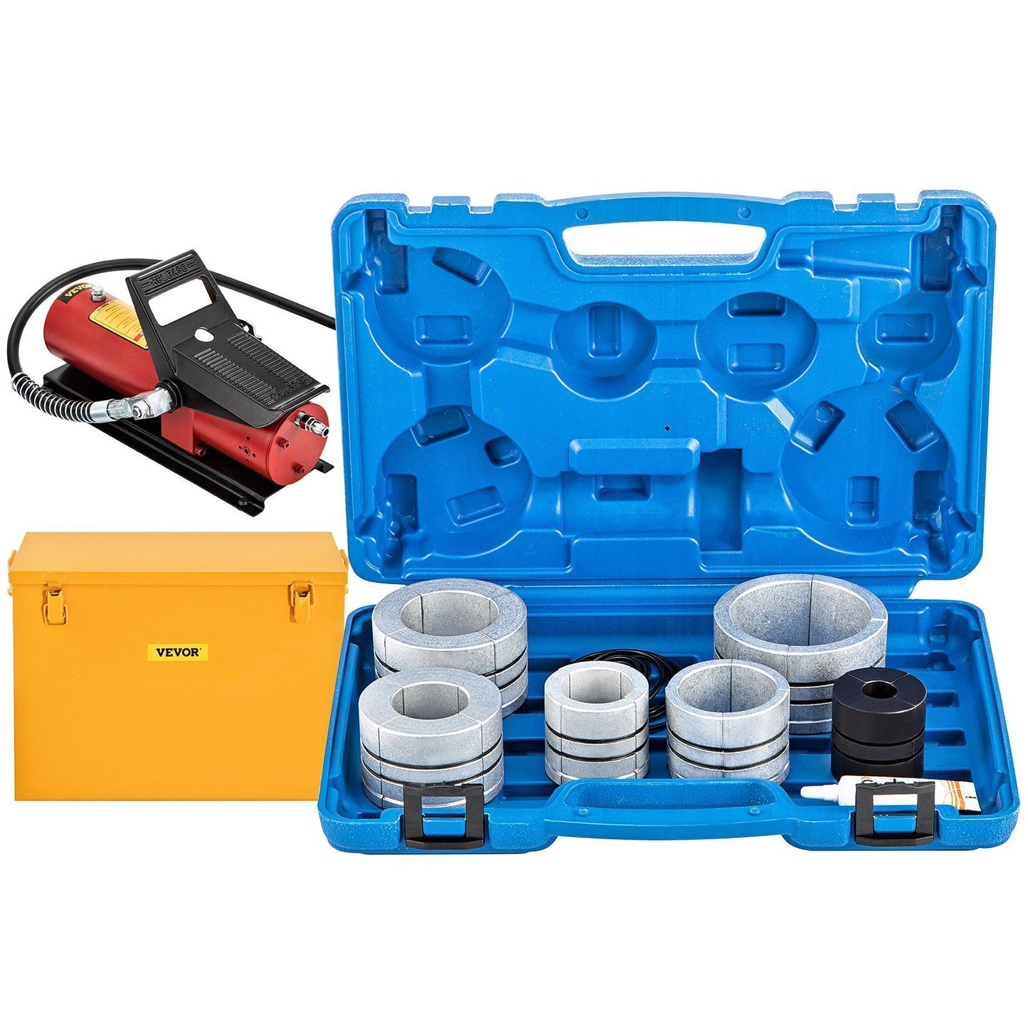 Hydraulic Exhaust Pipe Expander, 1-5/8" to 4-1/4" Size, 10 T Pedal Pump Included with 4 Dies, 2 Storage Cases V952-PQGKZQJDK74146FT0V0