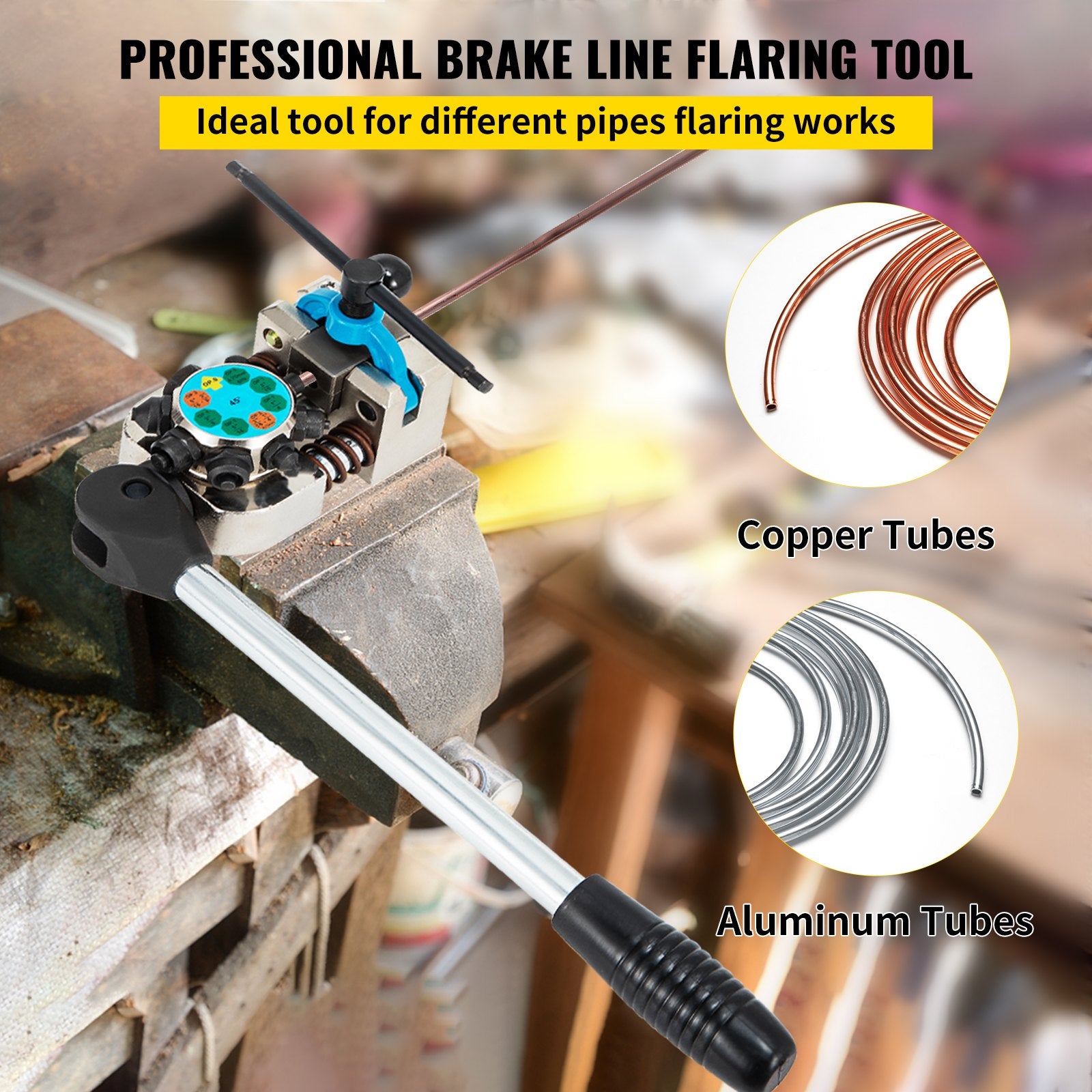 Brake Line Flaring Tool, 45 Degree Single, Double, and Bubble Flares for 3/16", 1/4", 5/16" and 3/8" Tube V952-PQGKZQJS42716DF31V0