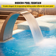 Stainless Steel Pool Fountain 17.7 x 11.8 x 23.6 inches Pool Fountain Silver Pool Fountains for In Ground V952-PQSBJPJYCHGPT0001V0