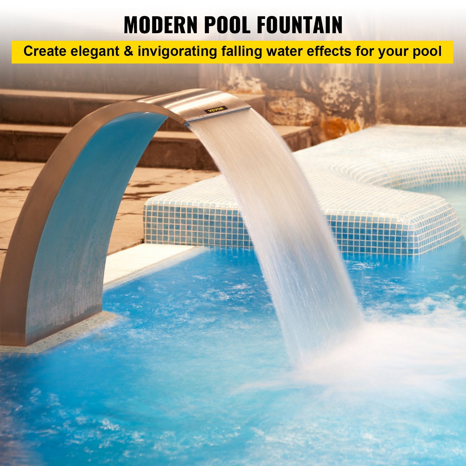 Stainless Steel Pool Fountain 17.7 x 11.8 x 23.6 inches Pool Fountain Silver Pool Fountains for In Ground V952-PQSBJPJYCHGPT0001V0