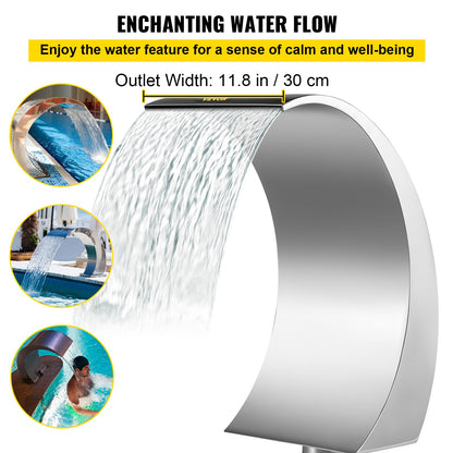 Stainless Steel Pool Fountain 17.7 x 11.8 x 23.6 inches Pool Fountain Silver Pool Fountains for In Ground V952-PQSBJPJYCHGPT0001V0