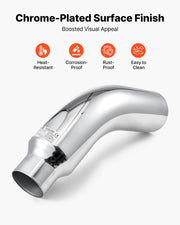 Elbow Exhaust Tip, 101.6mm Inlet, 152.4mm Outlet, 584mm Overall Length, Chrome Turn Down Exhaust Tip with V952-PQWGZWGRK4IN0RPH2001V0