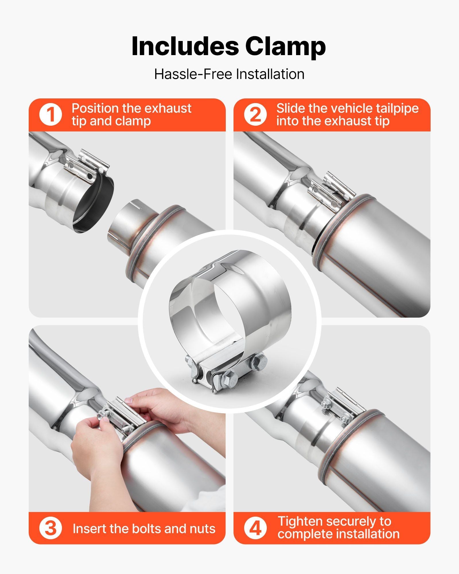 Elbow Exhaust Tip, 101.6mm Inlet, 152.4mm Outlet, 584mm Overall Length, Chrome Turn Down Exhaust Tip with V952-PQWGZWGRK4IN0RPH2001V0