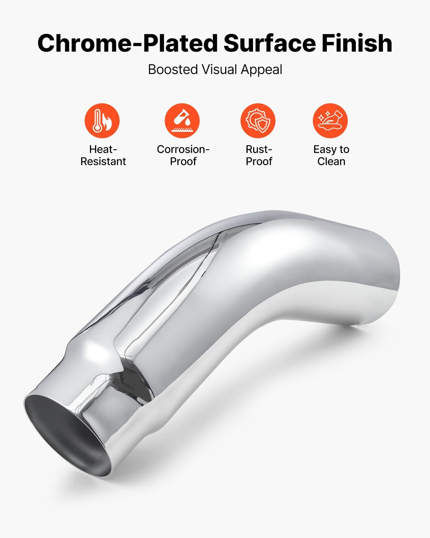 Elbow Exhaust Tip, 127mm Inlet, 152.4mm Outlet, 584mm Overall Length, Chrome Turn Down Exhaust Tip with Clamp V952-PQWGZWGRK5INWJ6MB001V0