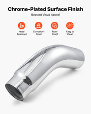 Elbow Exhaust Tip, 127mm Inlet, 152.4mm Outlet, 584mm Overall Length, Chrome Turn Down Exhaust Tip with Clamp V952-PQWGZWGRK5INWJ6MB001V0