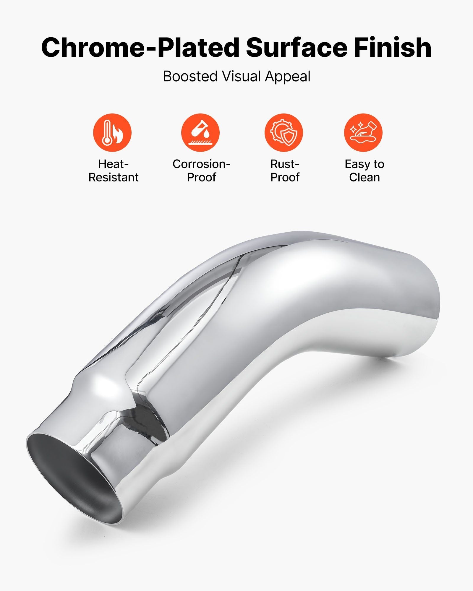 Elbow Exhaust Tip, 127mm Inlet, 152.4mm Outlet, 584mm Overall Length, Chrome Turn Down Exhaust Tip with Clamp V952-PQWGZWGRK5INWJ6MB001V0