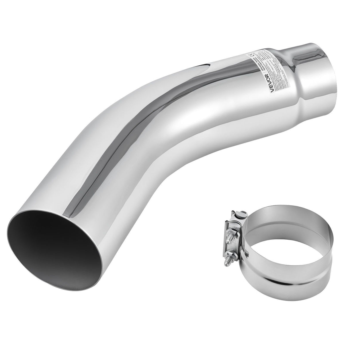 Elbow Exhaust Tip, 127mm Inlet, 152.4mm Outlet, 584mm Overall Length, Chrome Turn Down Exhaust Tip with Clamp V952-PQWGZWGRK5INWJ6MB001V0