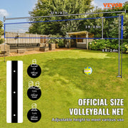 Outdoor Portable Volleyball Net System, Adjustable Height Steel Poles, Professional Volleyball Set with PVC V952-PQWTZ323YCGGF6Y0EV0