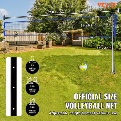 Outdoor Portable Volleyball Net System, Adjustable Height Steel Poles, Professional Volleyball Set with PVC V952-PQWTZ323YCGGF6Y0EV0