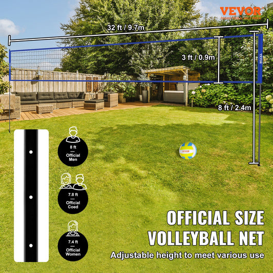 Outdoor Portable Volleyball Net System, Adjustable Height Steel Poles, Professional Volleyball Set with PVC V952-PQWTZ323YCGGF6Y0EV0
