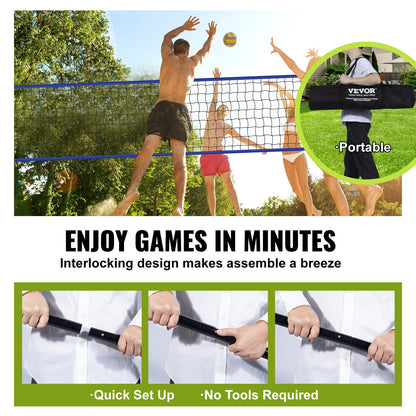 Outdoor Portable Volleyball Net System, Adjustable Height Steel Poles, Professional Volleyball Set with PVC V952-PQWTZ323YCGGF6Y0EV0