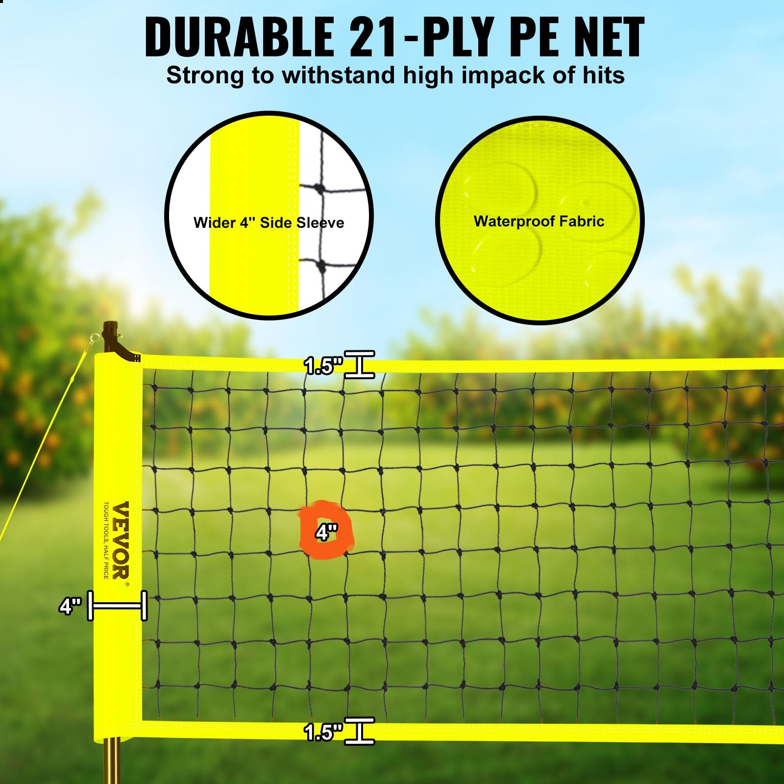 Outdoor Portable Volleyball Net System, Adjustable Height Steel Poles, Professional Volleyball Set with PVC V952-PQWTZ323YCGGGY3MUV0