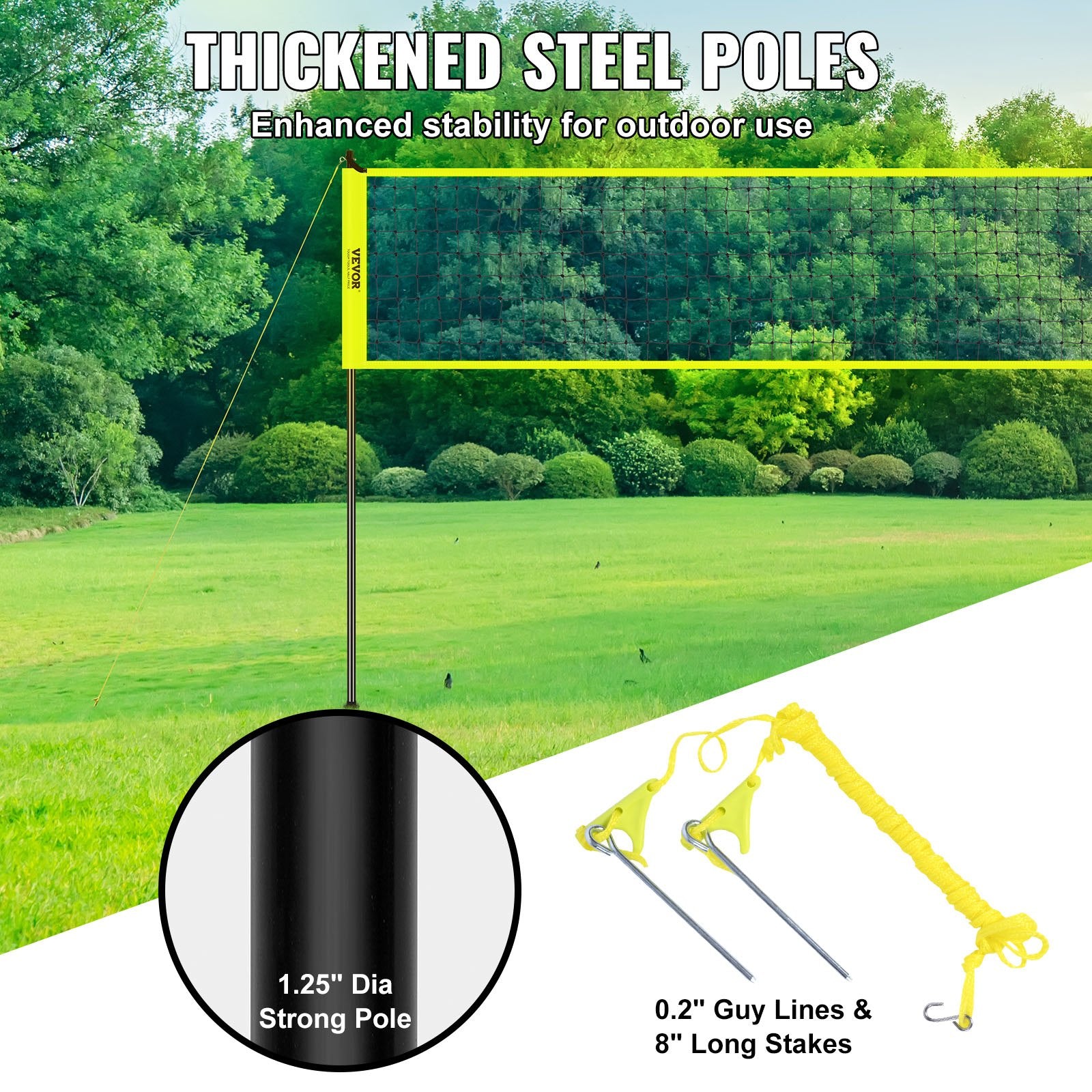 Outdoor Portable Volleyball Net System, Adjustable Height Steel Poles, Professional Volleyball Set with PVC V952-PQWTZ323YCGGGY3MUV0