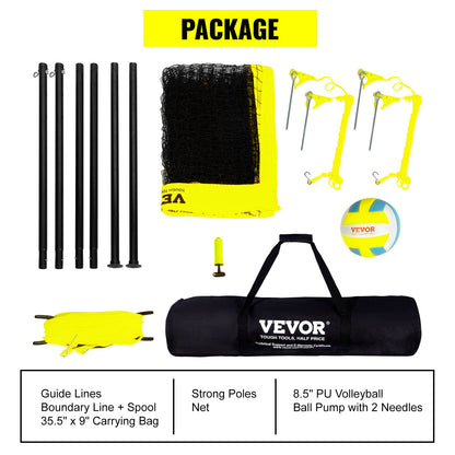 Outdoor Portable Volleyball Net System, Adjustable Height Steel Poles, Professional Volleyball Set with PVC V952-PQWTZ323YCGGGY3MUV0