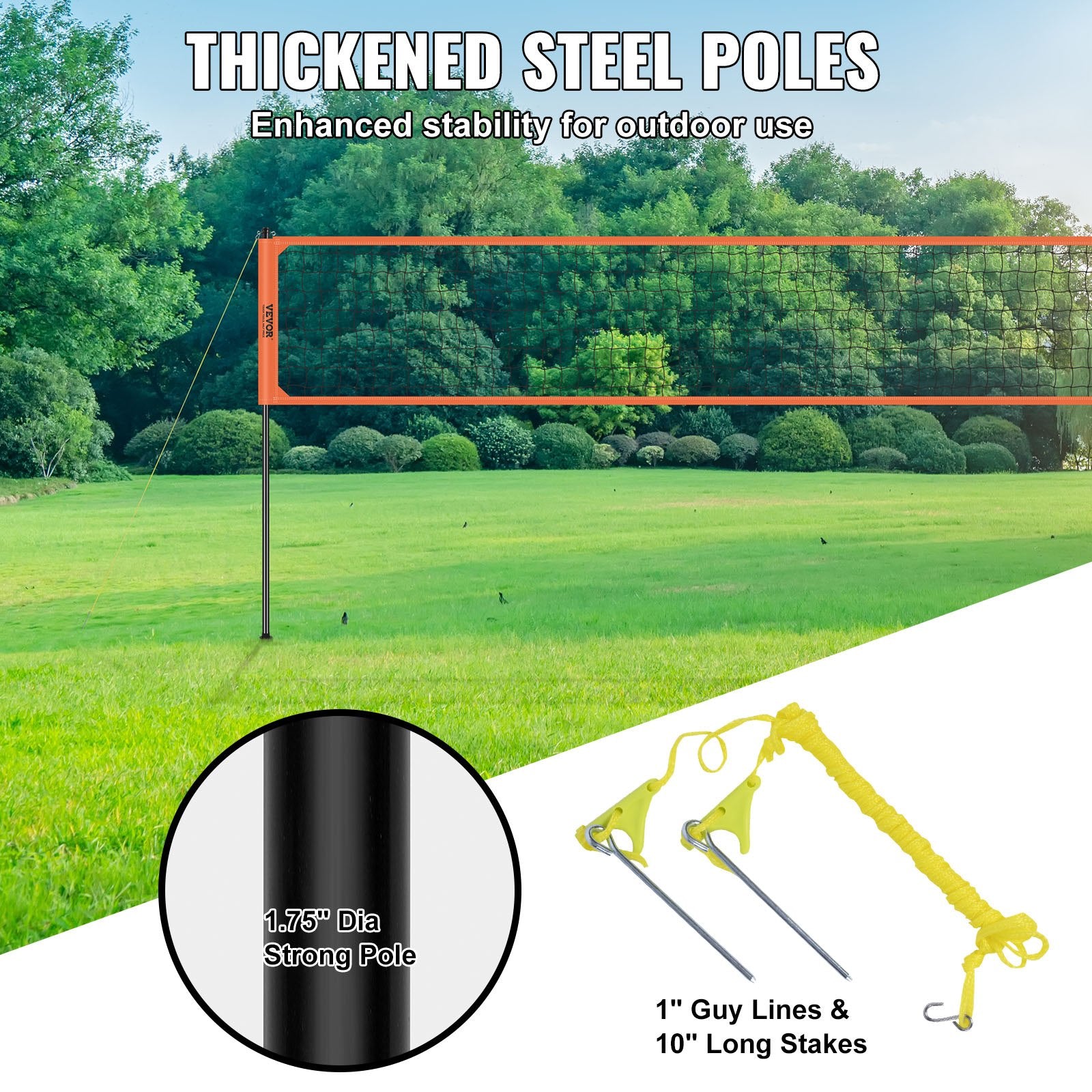 Outdoor Portable Volleyball Net System, Adjustable Height Aluminum Poles, Professional Volleyball Set with V952-PQWTZ323YCLGRY89QV0