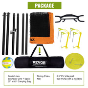 Outdoor Portable Volleyball Net System, Adjustable Height Aluminum Poles, Professional Volleyball Set with V952-PQWTZ323YCLGRY89QV0