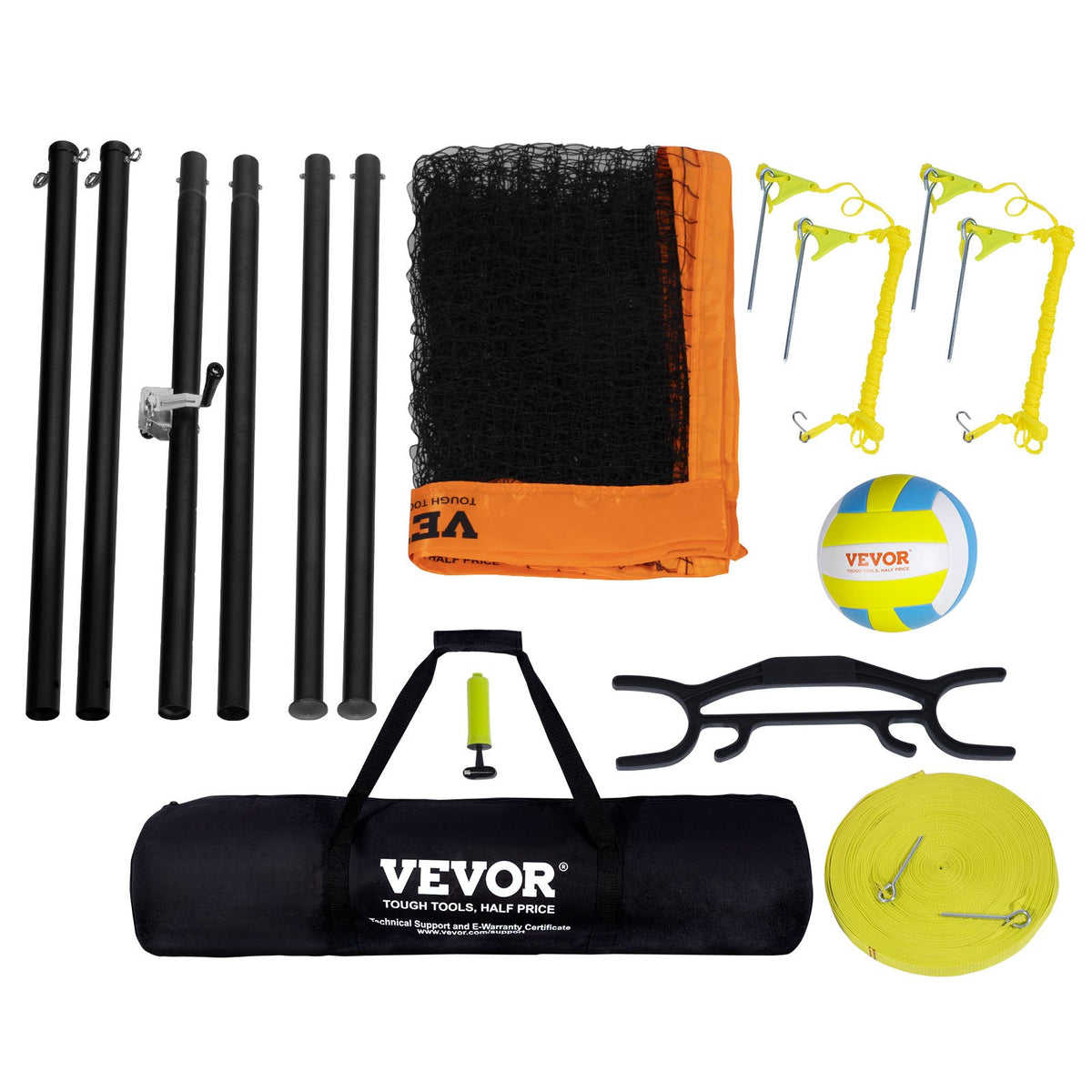 Outdoor Portable Volleyball Net System, Adjustable Height Aluminum Poles, Professional Volleyball Set with V952-PQWTZ323YCLGRY89QV0