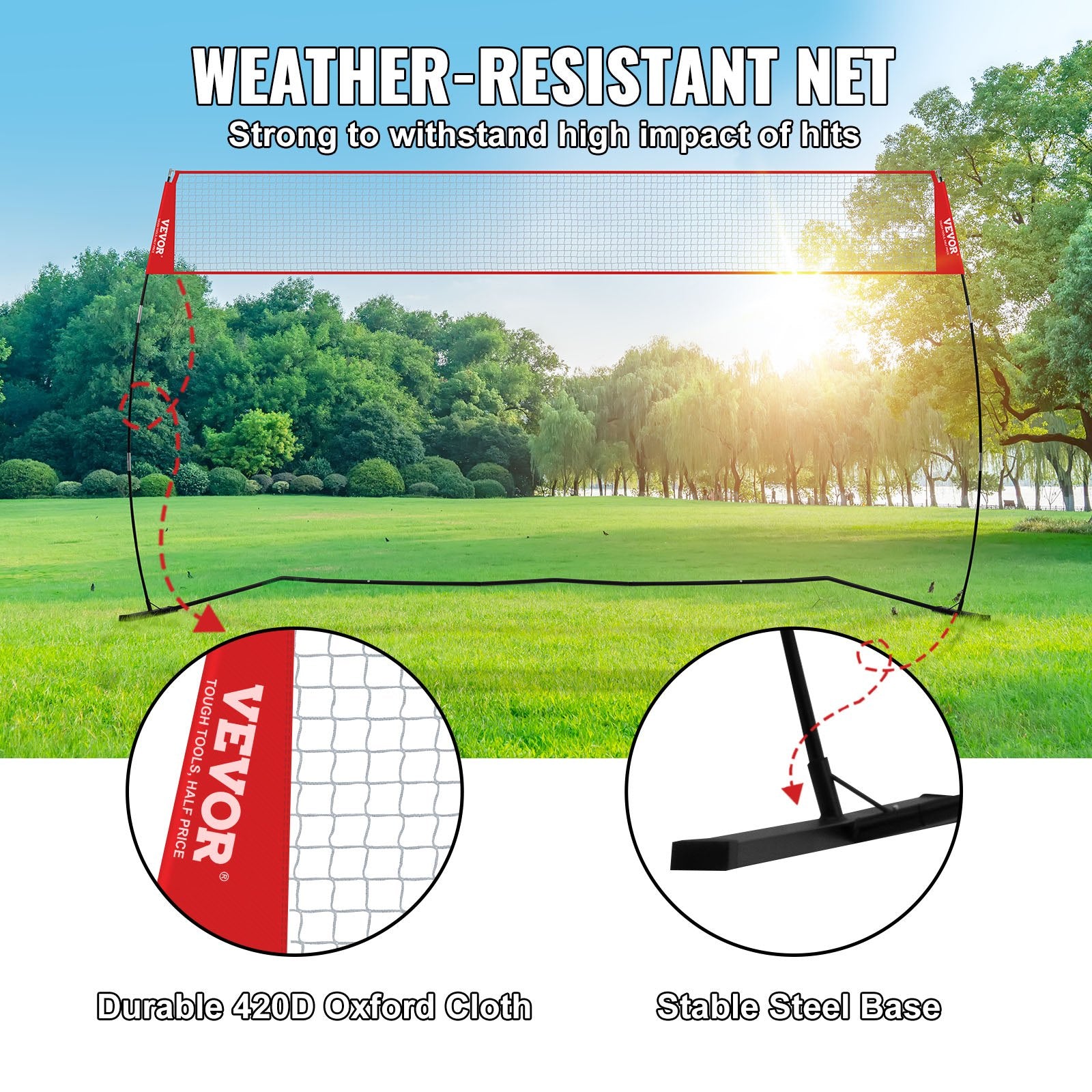 Freestanding Volleyball Training Net for Indoor or Outdoor Use, Adjustable Height Portable Net System with V952-PQXLW14YC00098F67V0