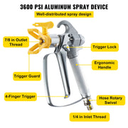 Airless Paint Spray Hose Kit 50ft 1/4in Swivel Joint 3600psi with 517 Tip V952-PQYCLS5030CMWMXP3V0