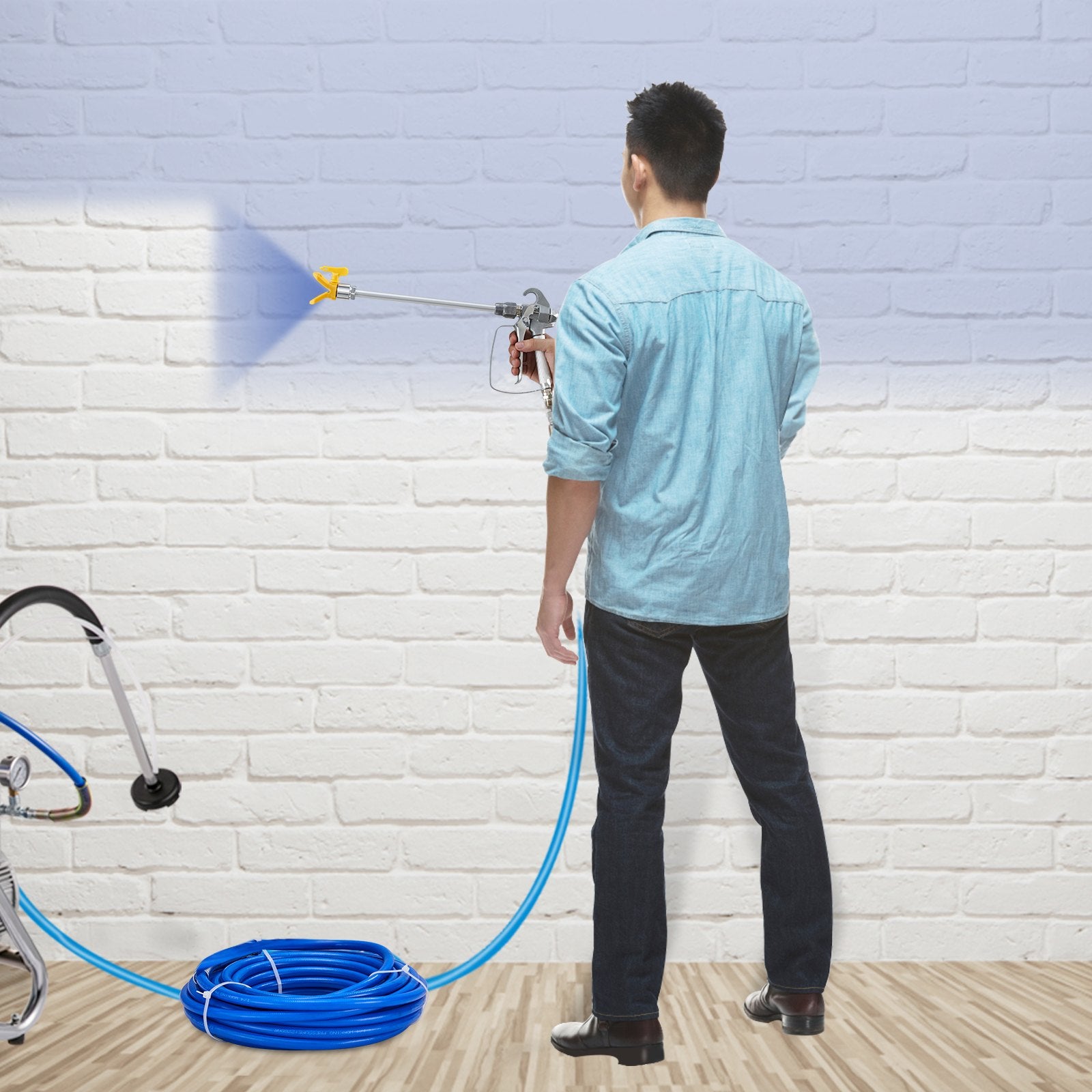 Airless Paint Spray Hose Kit 50ft 1/4in Swivel Joint 3600psi with 517 Tip V952-PQYCLS5030CMWMXP3V0