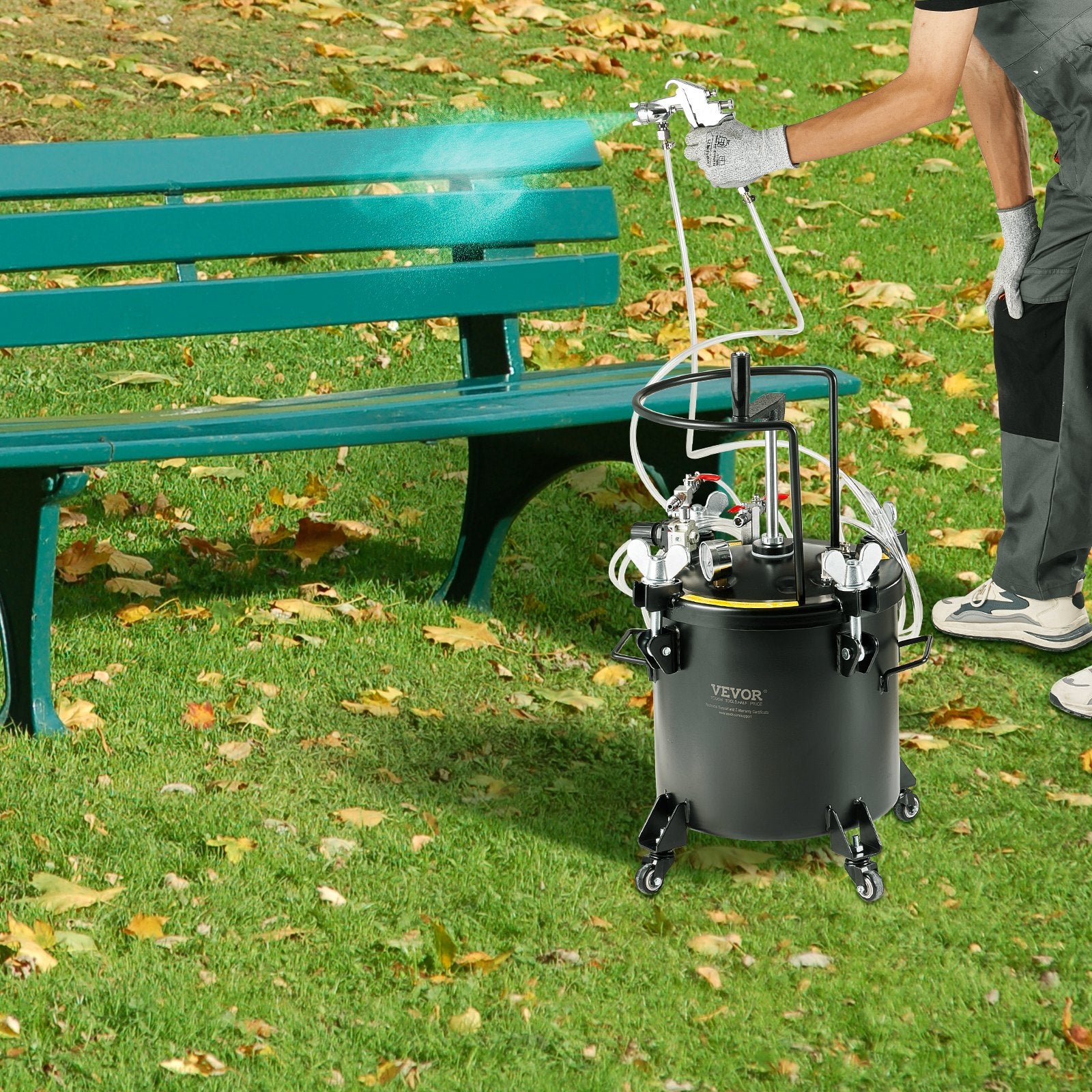 Spray Paint Pressure Pot Tank 20L/5gal with Casters Leak Repair Sealant V952-PQYLGSDXAX20AT509V0