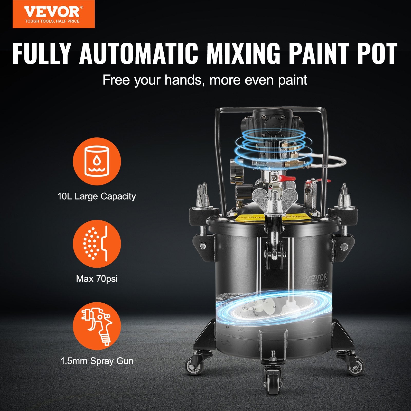 Spray Paint Pressure Pot Tank 10 L/2.5 gal Fully Automatic Stirring 70 psi V952-PQYLGZDXAX103KN4VV0