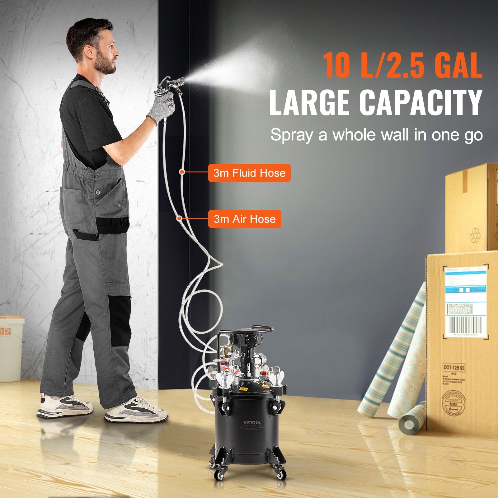 Spray Paint Pressure Pot Tank 10 L/2.5 gal Fully Automatic Stirring 70 psi V952-PQYLGZDXAX103KN4VV0