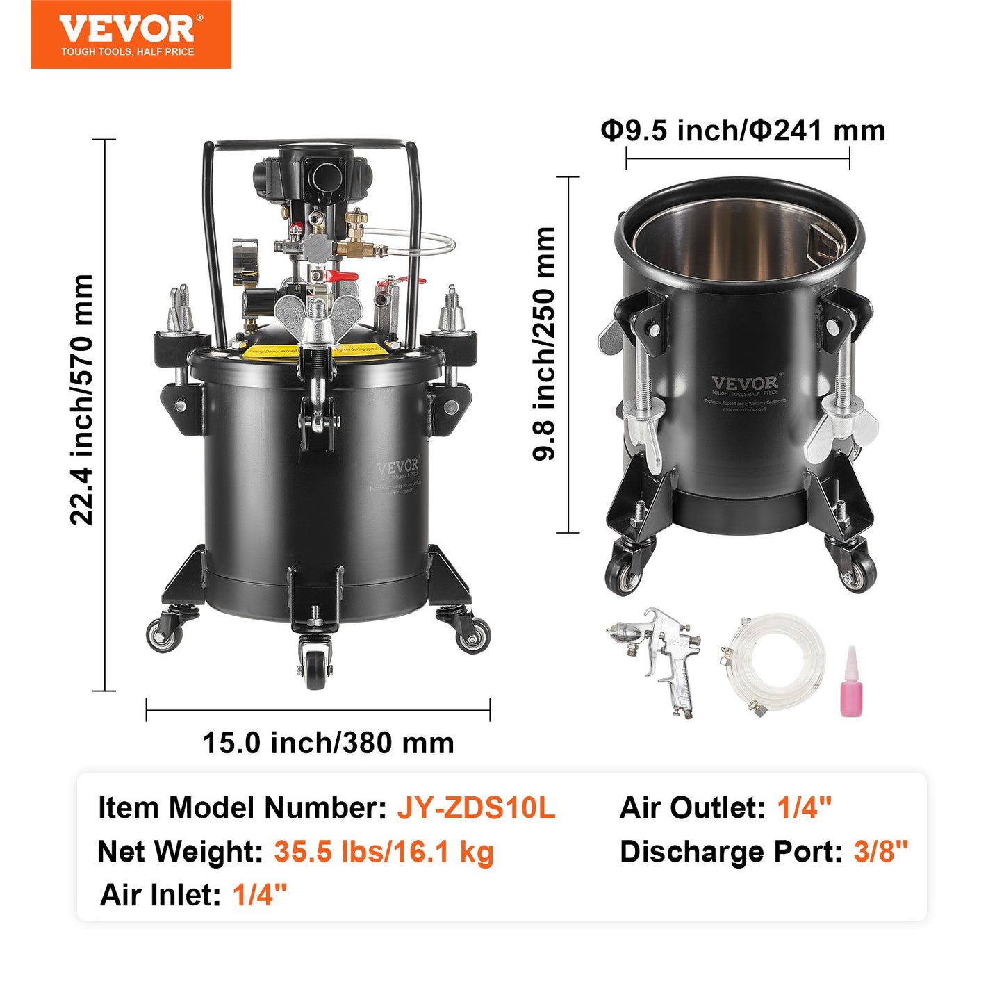 Spray Paint Pressure Pot Tank 10 L/2.5 gal Fully Automatic Stirring 70 psi V952-PQYLGZDXAX103KN4VV0