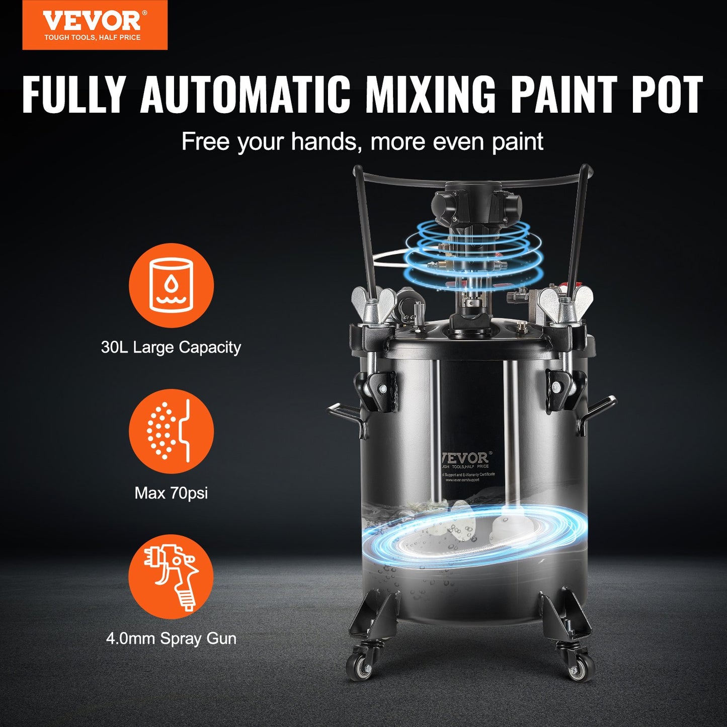 Spray Paint Pressure Pot Tank 30 L/7.5 gal Fully Automatic Stirring 70 psi V952-PQYLGZDXAX307FQN0V0