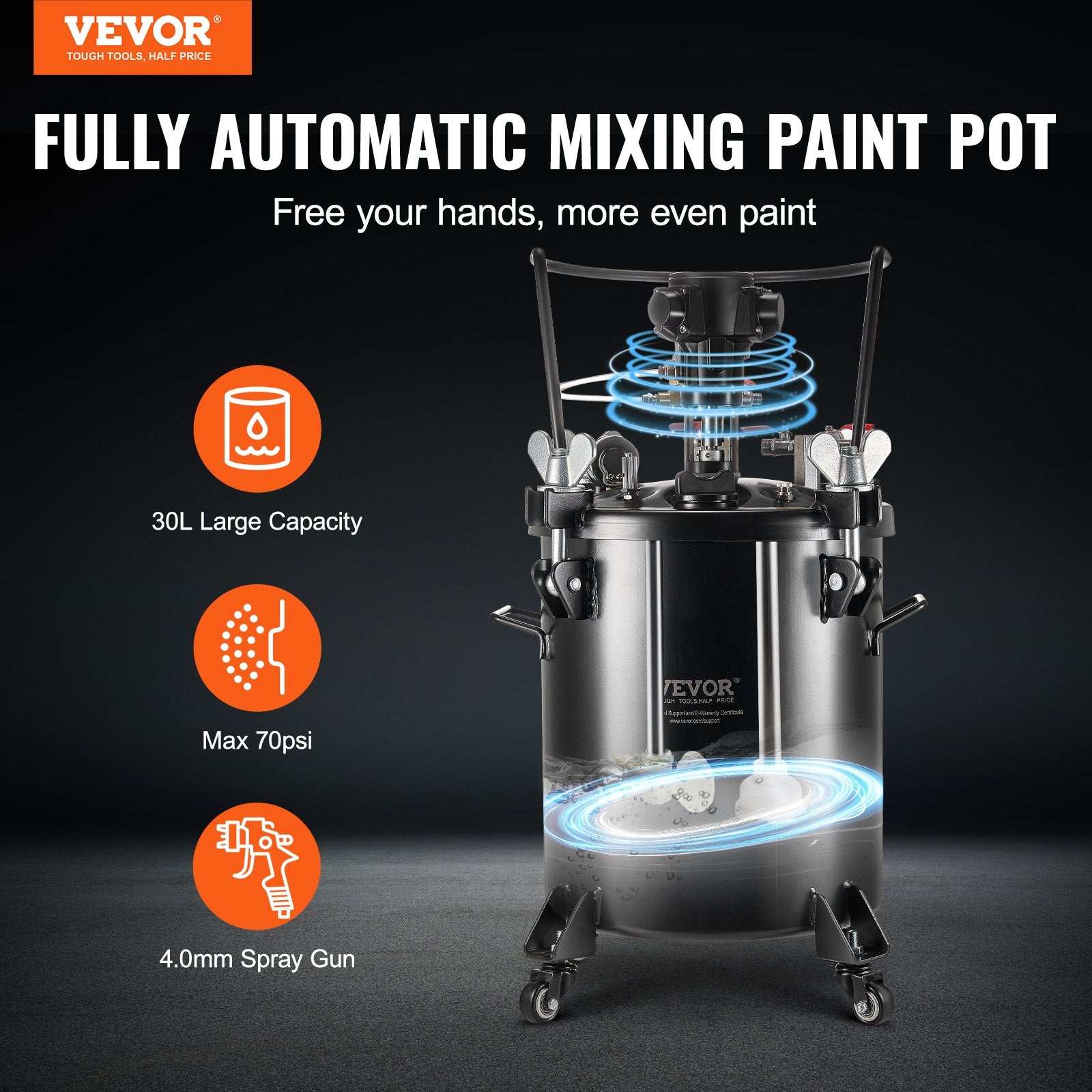 Spray Paint Pressure Pot Tank 30 L/7.5 gal Fully Automatic Stirring 70 psi V952-PQYLGZDXAX307FQN0V0