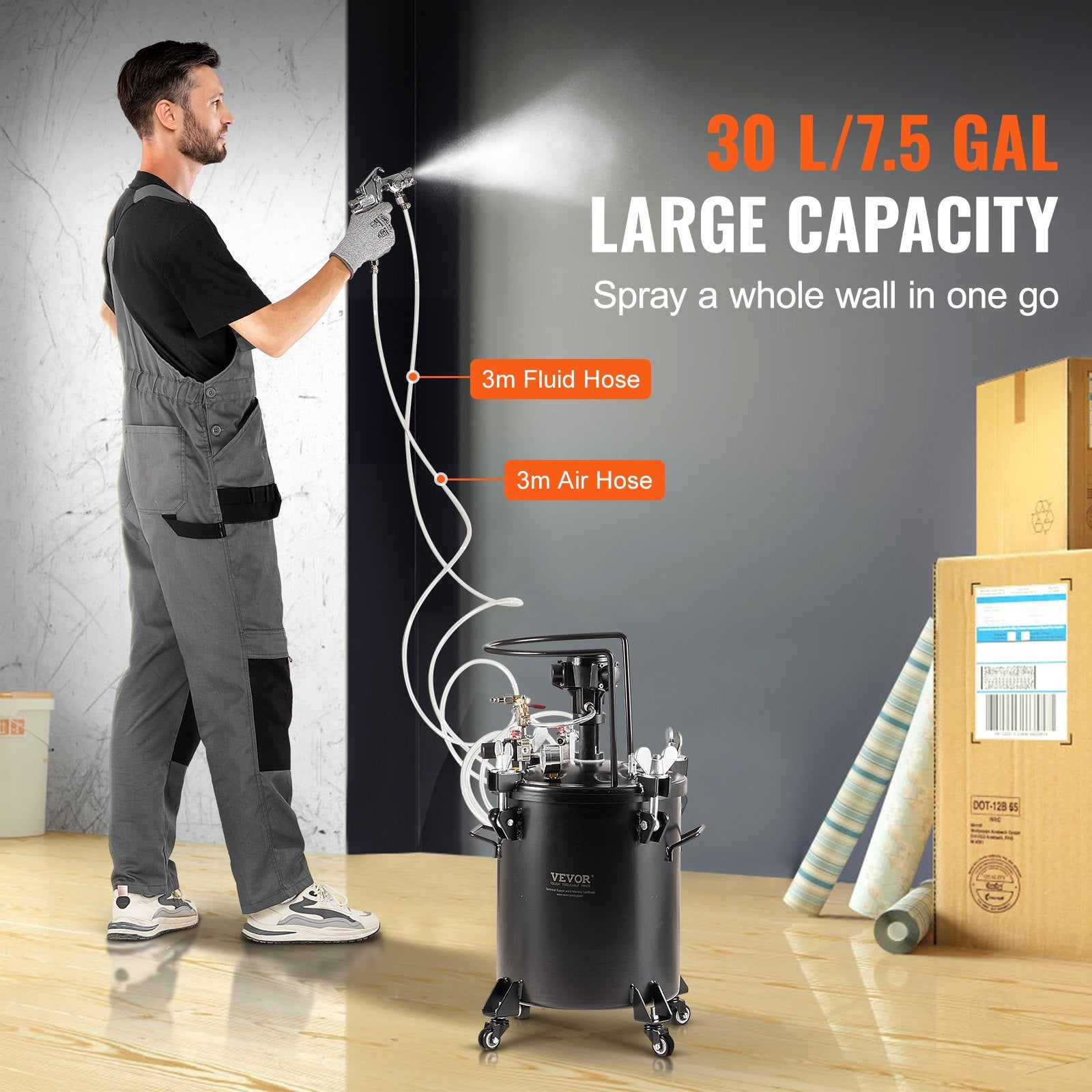 Spray Paint Pressure Pot Tank 30 L/7.5 gal Fully Automatic Stirring 70 psi V952-PQYLGZDXAX307FQN0V0