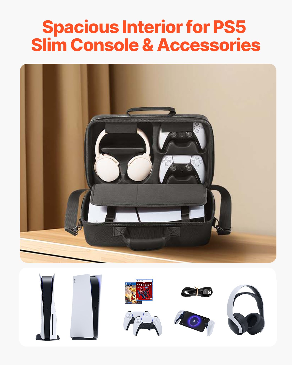PS5 Carrying Case Travel Bag for Playstation 5 Slim EVA Soft Lining V952-PS5YSBQBYBPS0MVQB001V0