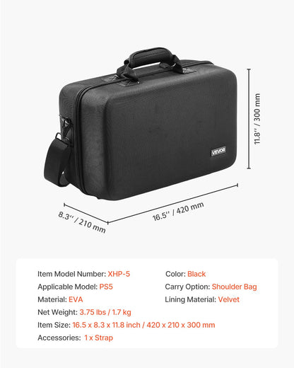 PS5 Carrying Case Travel Bag for Playstation 5 Shockproof EVA Soft Lining V952-PS5YSBQBYBPS3BX24001V0