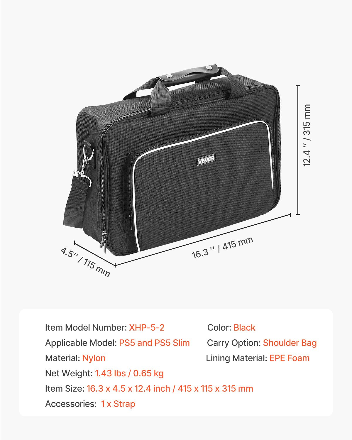 PS5 Carrying Case Travel Bag for Playstation 5 PS5 Slim Waterproof Nylon V952-PS5YSBQBYBTY36GTO001V0