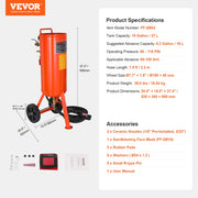 10 Gallon Heavy-Duty Sand Blaster, 60-110 PSI High Pressure Sandblaster, Portable Abrasive Blasting Tank, Air V952-PSG10JL6125PCA4TFV0