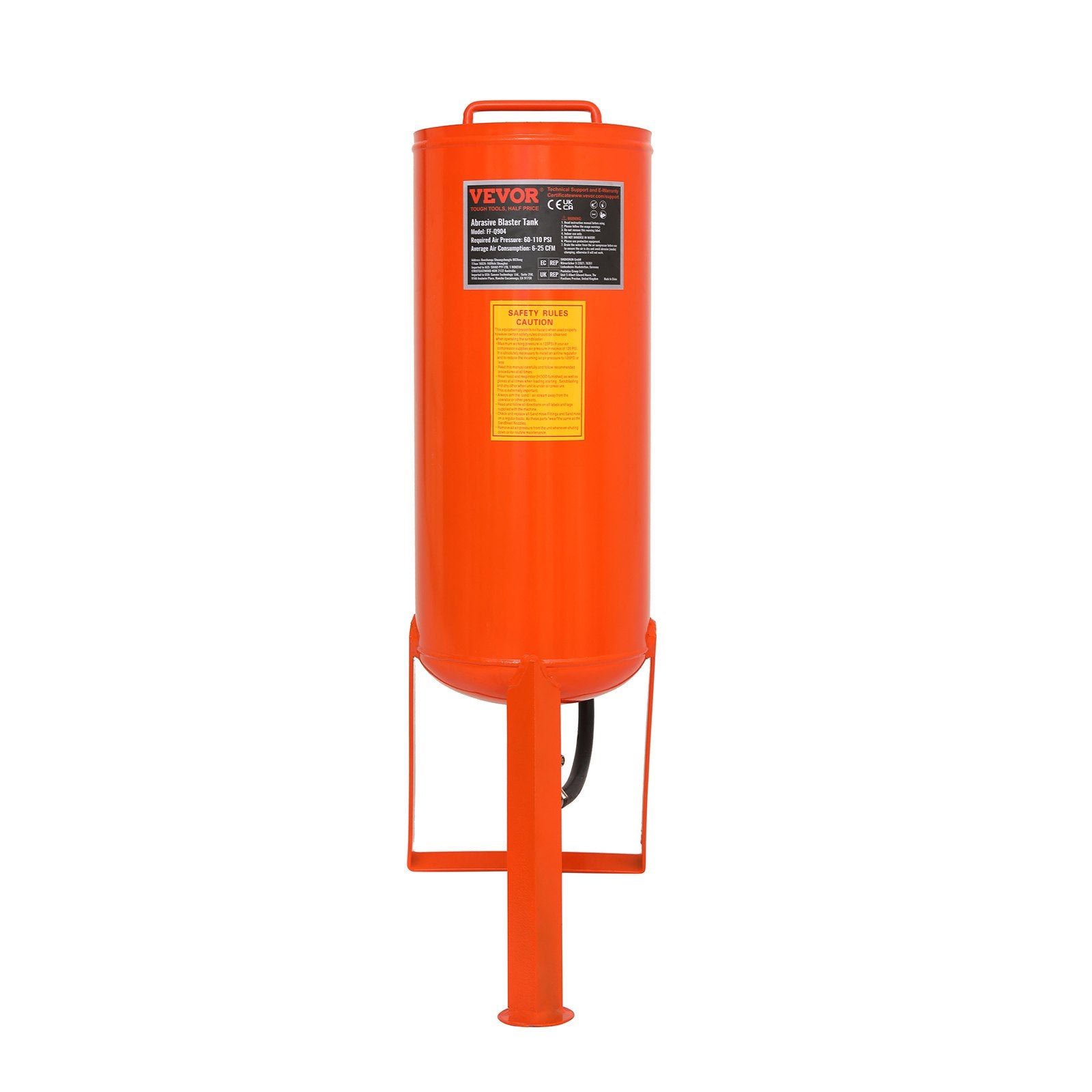 10 Gallon Heavy-Duty Sand Blaster, 60-110 PSI High Pressure Sandblaster, Portable Abrasive Blasting Tank, Air V952-PSG10JL6125PCA4TFV0