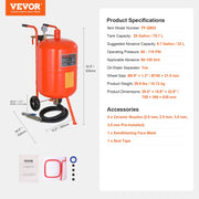 20 Gallon Sand Blaster, 60-110 PSI High Pressure Sandblaster, Portable Abrasive Blasting Tank, Air Sand V952-PSG20JL6125PUWXFKV0